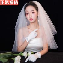 2019 new Bridal Wedding headdress, super xiansen wedding dress, self portrait, double-layer photo headdress