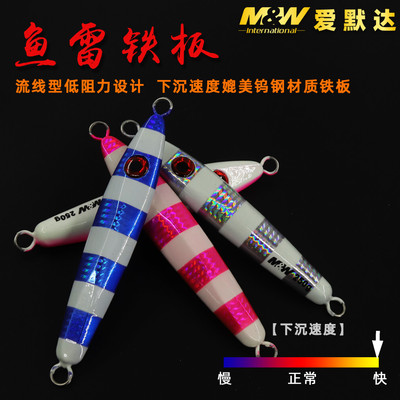 MW鱼雷夜光铁板假饵路亚铁板速沉快抽海钓饵250克 300克深海金枪