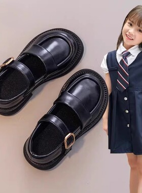 真皮女童小皮鞋2026春秋季款黑色演出鞋小女孩软底乐福鞋公主单鞋