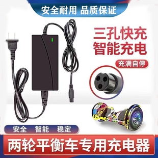 适各类平衡车充电器锂36V42V54V63v三孔9号四孔插头原装通用带线