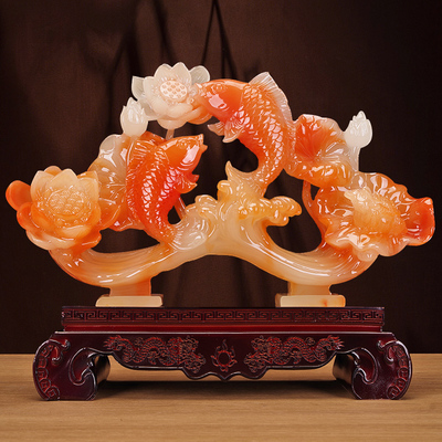 玉石如意鱼摆件年年有余