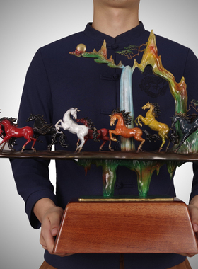 客厅办公室纯铜生肖马摆件家