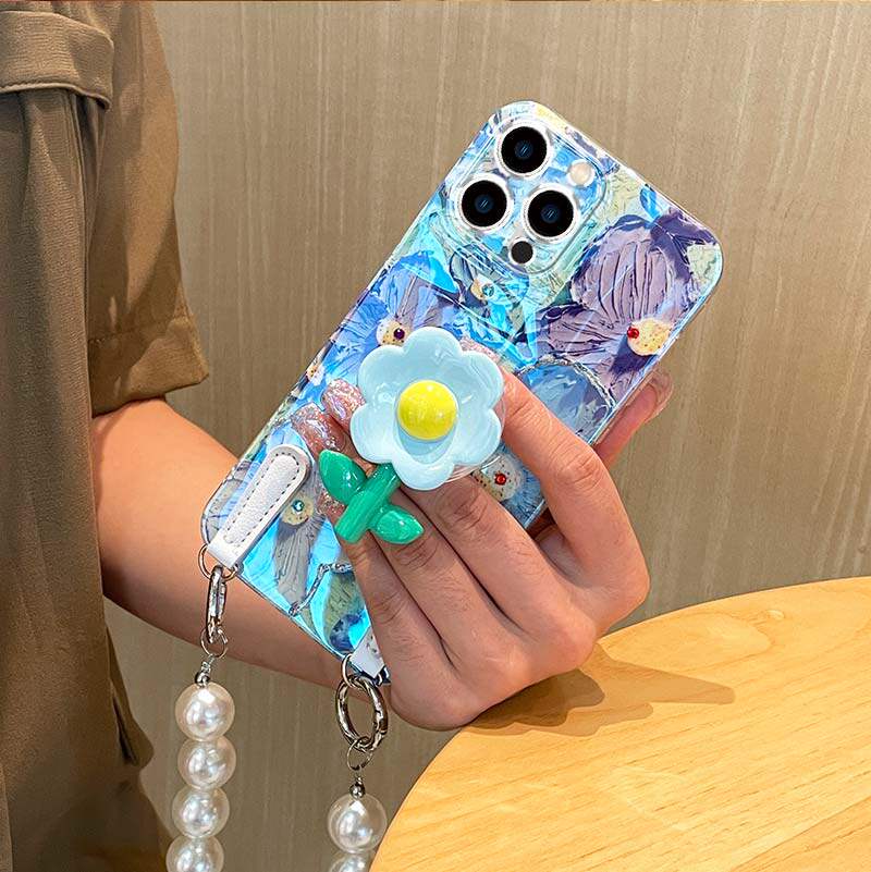 mtuo米拓油画花朵支架适用苹果13promax手机壳新款iphone12pro手提