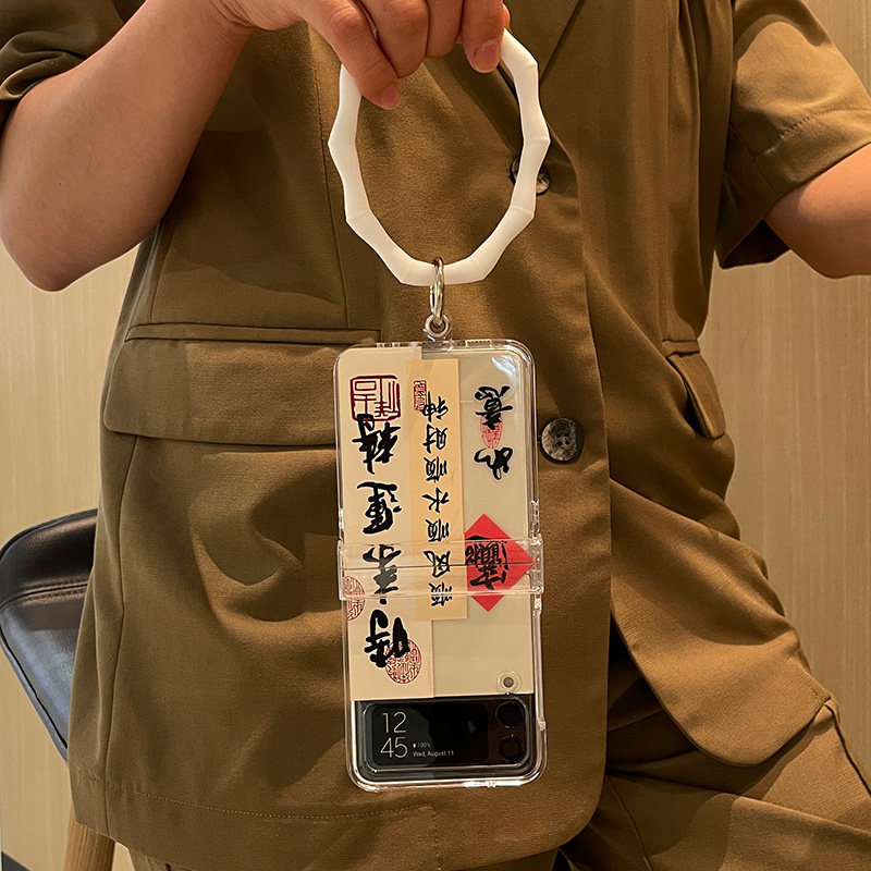 mtuo米拓时来运转适用三星flip4手机壳折叠屏新款铰链个性文字透明f