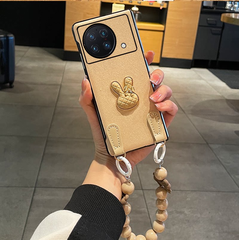 米拓新款电镀小兔适用于vivoxfold 手机壳折叠屏x fold皮质全包保护壳