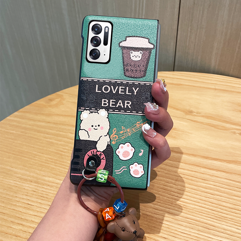 mtuo米拓音乐小熊适用oppofindn手机壳折叠屏新款findn可爱挂环吊坠