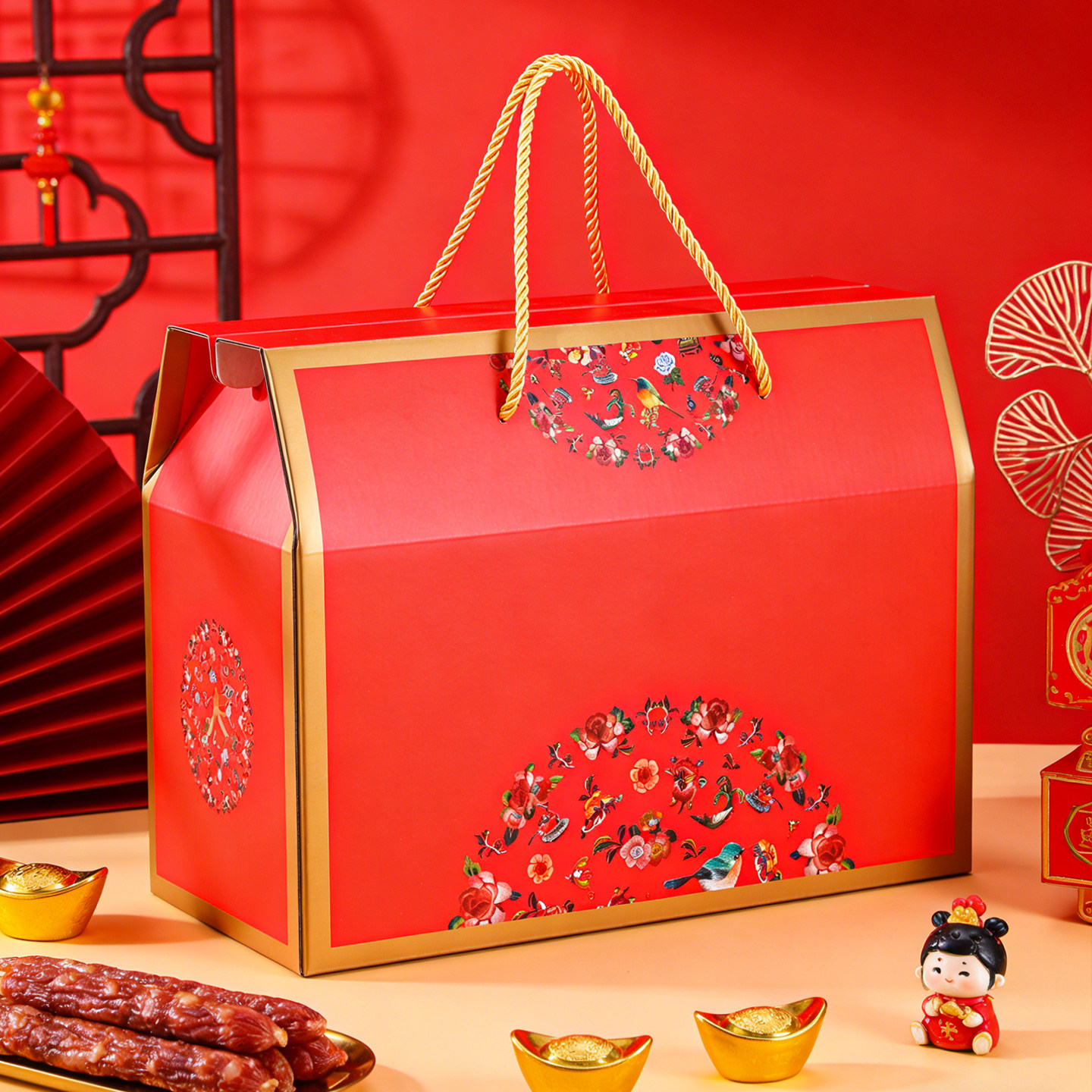 春节坚果包装盒通用海鲜年货盒子熟食礼品盒红枣干果农产品手提盒