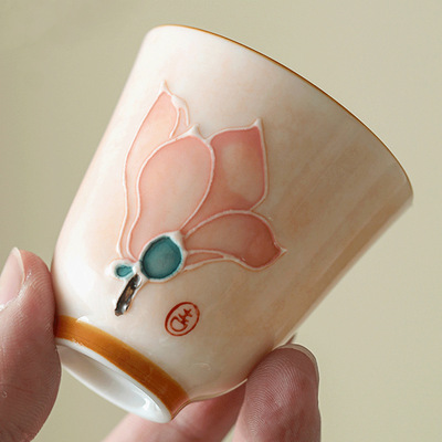 Chinese Tea cup 手绘满彩粉彩高颜值主人杯陶瓷釉下彩茶杯