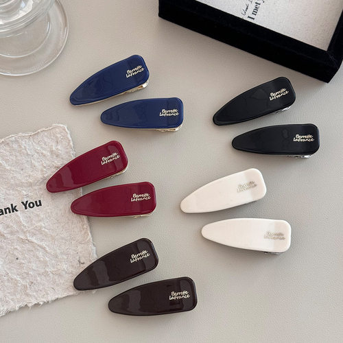 Cellulose Acetate Hair Clips高级感醋酸发夹水滴金标鸭嘴夹新款