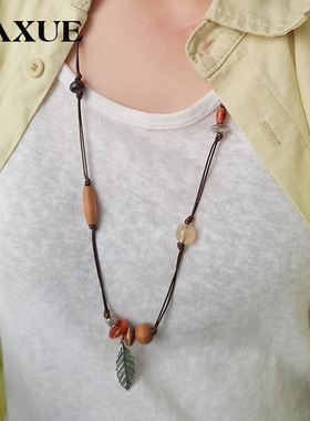 复古美拉德波西米亚长款项链女小众原创设计高级感百搭毛衣链秋冬