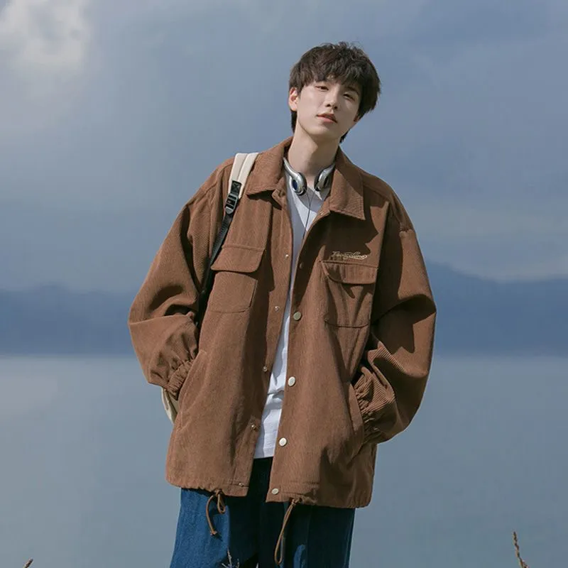 灯芯绒外套男款春秋季2025新款美式复古潮牌衣服工装日系夹克上衣