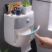 卫生间纸巾盒浴室轻奢挂盒卷纸筒厕所抽纸防水免打孔壁挂式 置物架