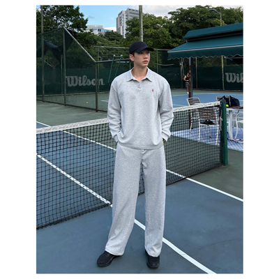 ZICHENG 25ss 早秋刺绣海鸥领门襟长袖卫衣套装百搭宽松老钱优雅