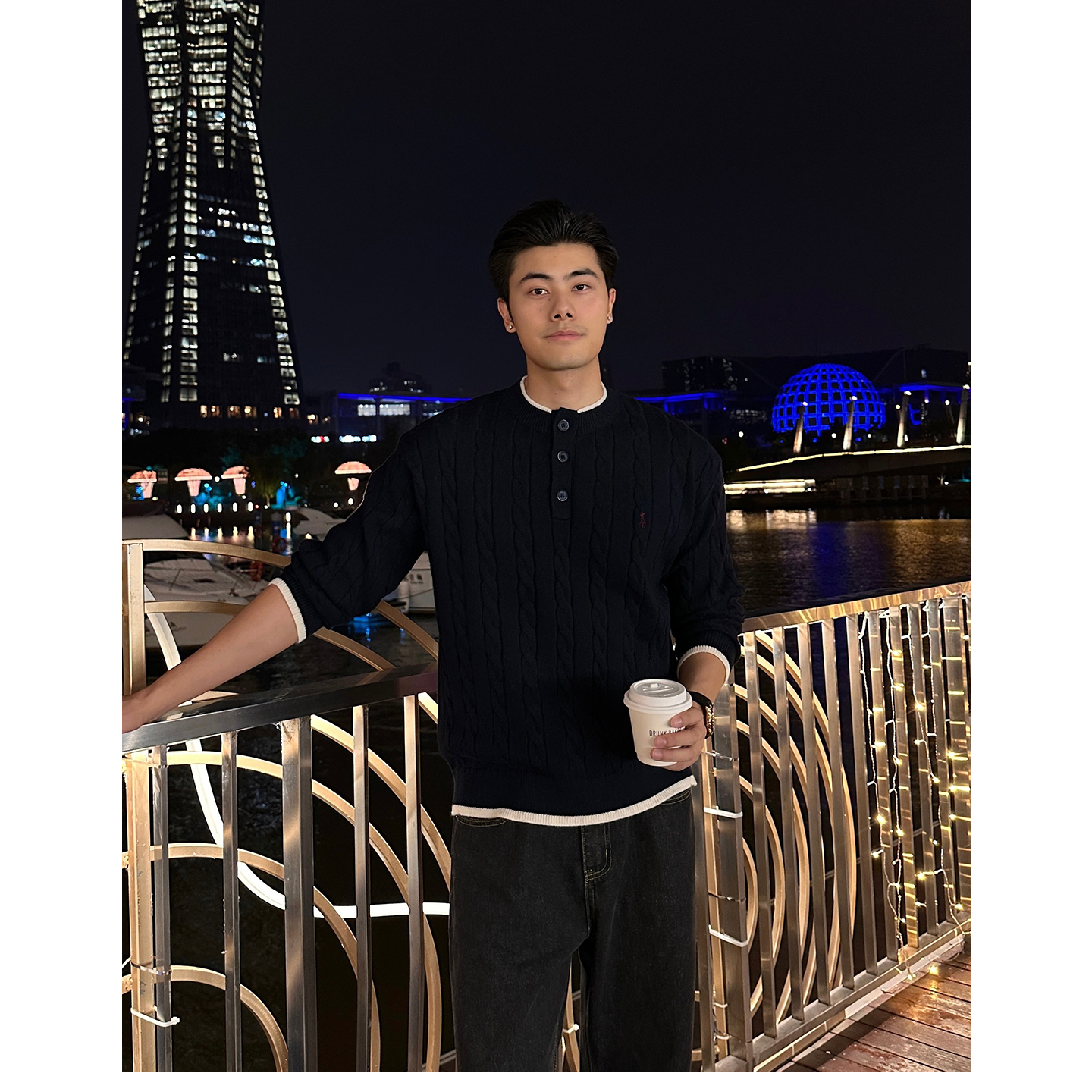 ZICHENG 经典麻花纹理【绵羊毛】亨利领纽扣系列秋冬针织衫毛衣