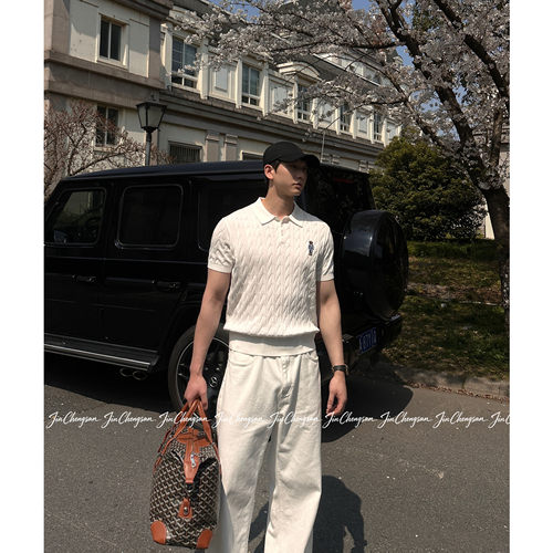 【老钱春夏松弛感】-绞花小熊绣POLO衫