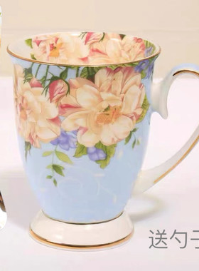 唐山骨质瓷水杯大容量创意牛奶杯陶瓷杯子复古简约下午茶田园咖啡