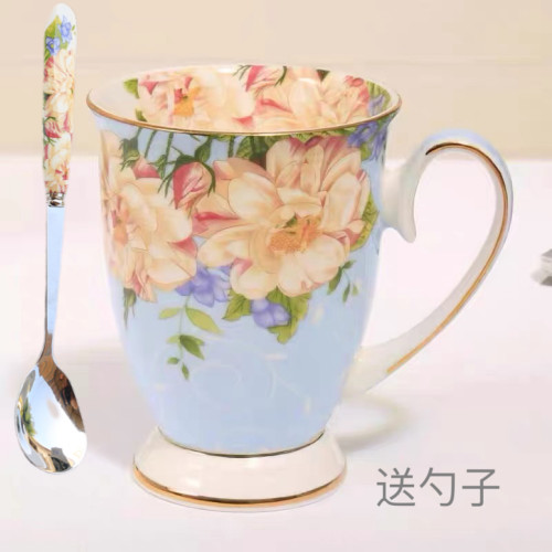 唐山骨质瓷水杯大容量创意牛奶杯陶瓷杯子复古简约下午茶田园咖啡