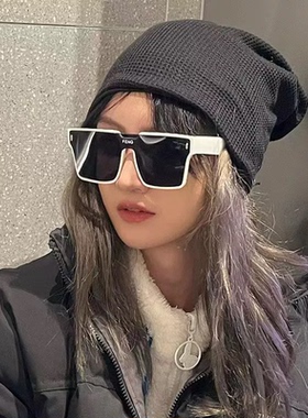 时尚大框方形连体眼镜男女潮酷街拍墨镜欧美潮流连体网红太阳眼镜