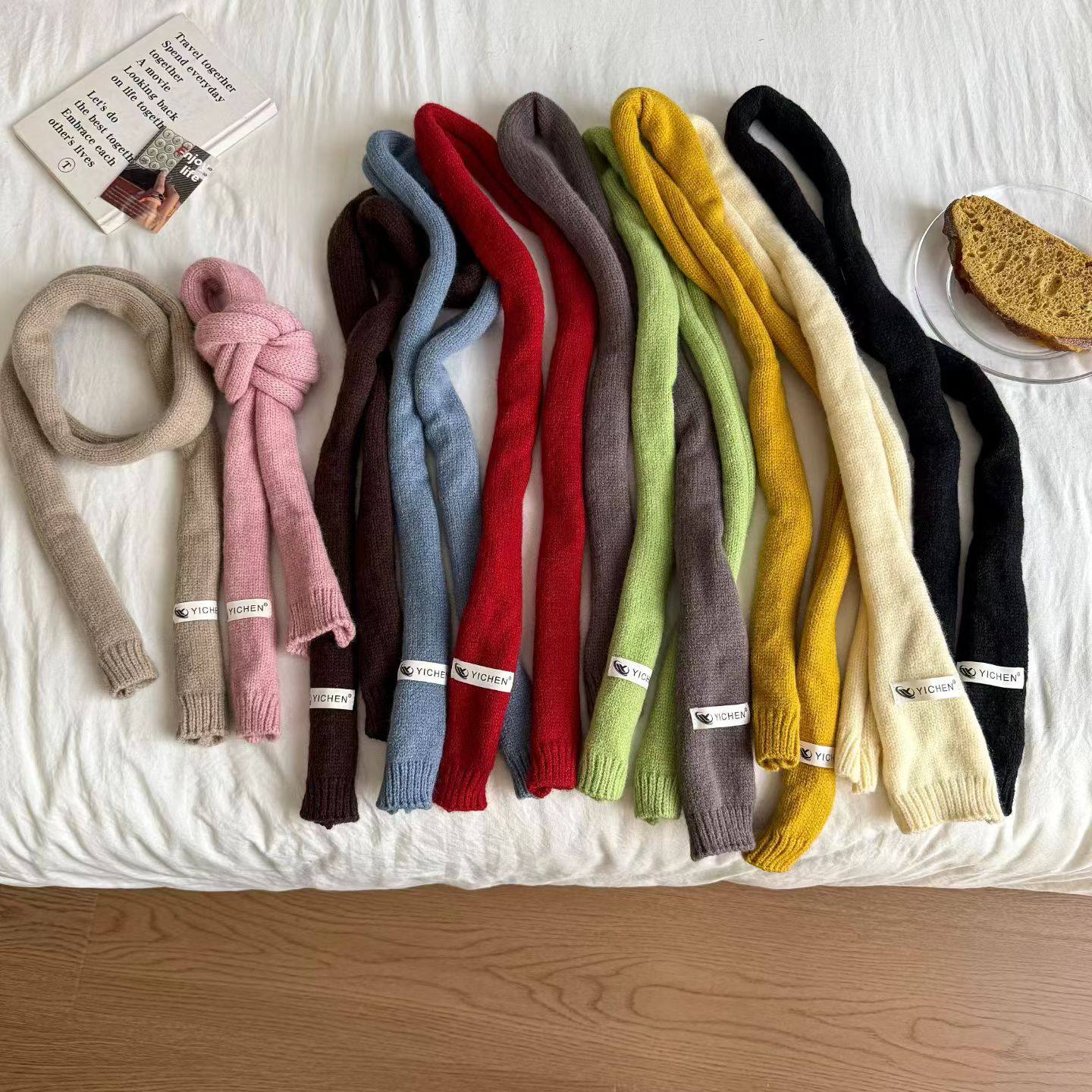 韩版秋冬纯色儿童围巾保暖舒适柔软菠萝毛线男童女童针织宝宝围脖