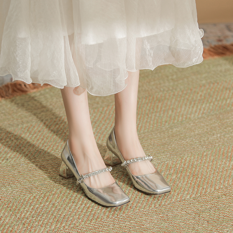 2023年新款方头一字扣带玛丽珍鞋