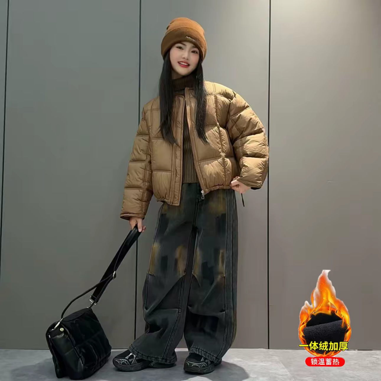 女童潮酷美拉德色短款泡芙感棉服外套个性涂鸦加绒牛仔裤炸街套装,童装/婴儿装/亲子装,棉袄/棉服,淘宝优惠券,粉丝福利购,淘宝优惠卷