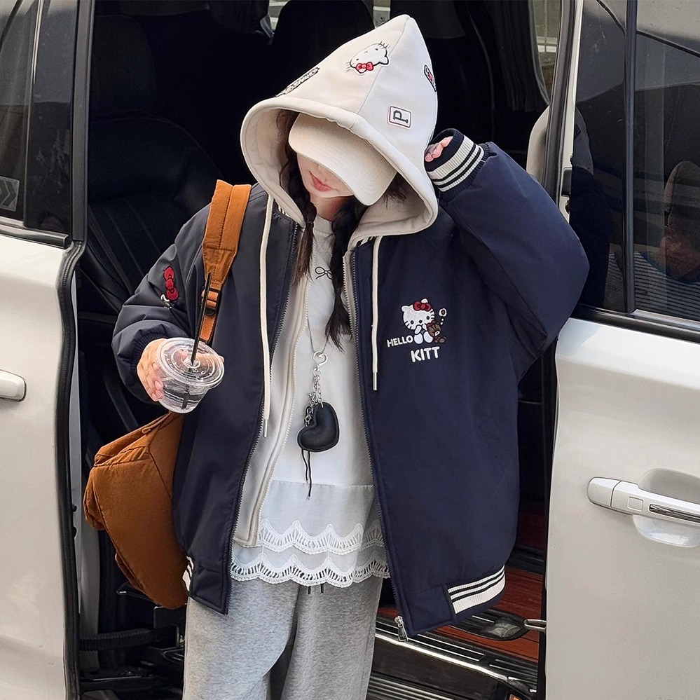 女童秋冬夹棉设计感假两件外套