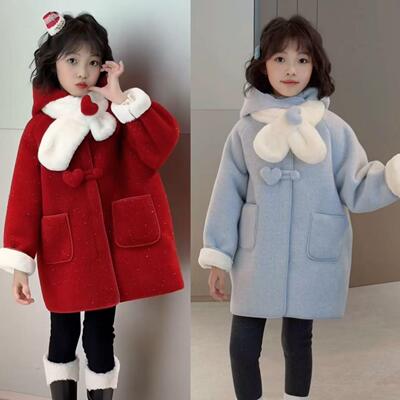 女童红色高级感爱心盘扣拜年服