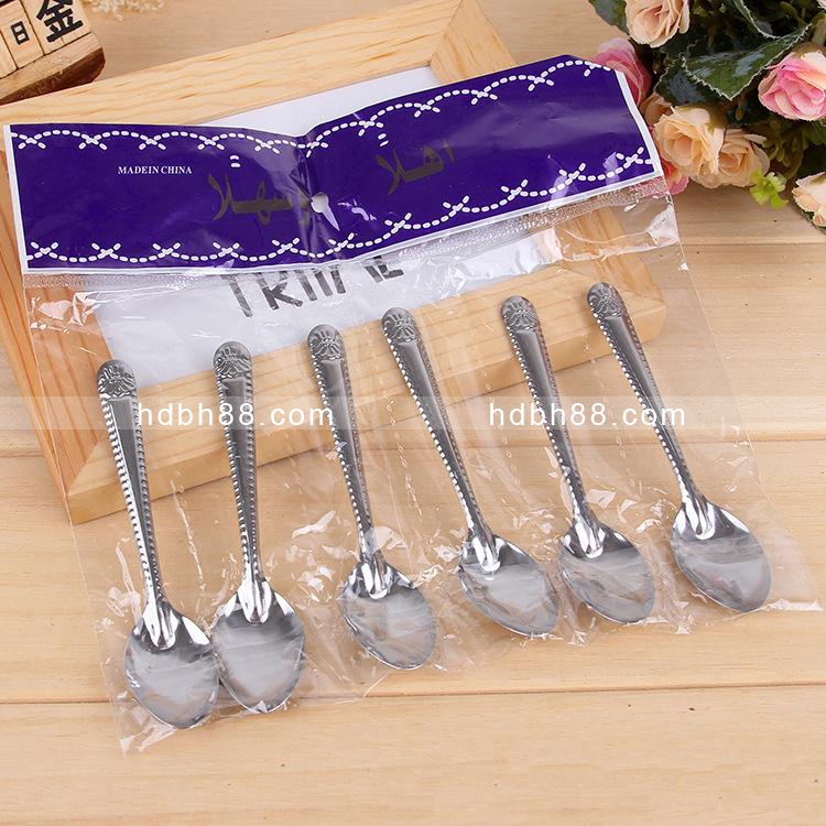 优惠6个装不锈铁调味勺小勺子厨房调羹汤勺 饭勺咖啡勺甜品勺热销