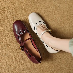 低跟女单鞋内增高玛丽珍鞋真皮圆头女士小皮鞋通勤百搭女鞋工作鞋