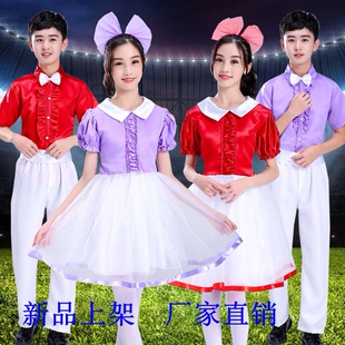 儿童合唱服中学生诗歌朗诵服装 中学生小学生大合唱团演出服装