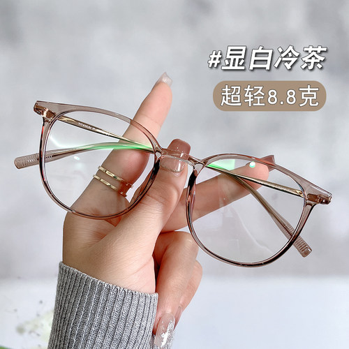 防蓝光眼镜可配近视镜框圆框纯钛