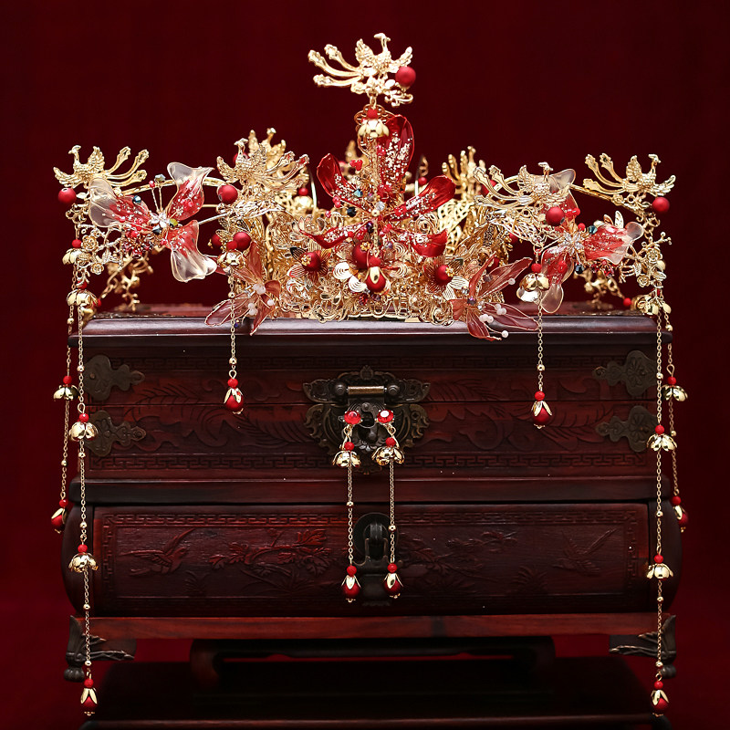 中式秀禾服新娘头饰新款大气婚礼结婚凤冠发饰步摇流苏古装饰芷蕾