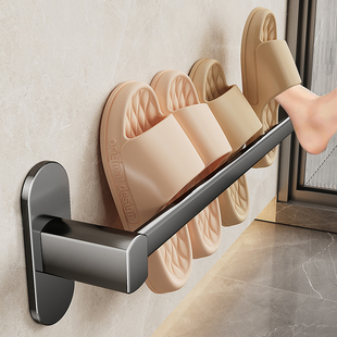 拖鞋置物架免打孔式收纳架挂架门后挂墙浴室架子免打孔挂式沥水架