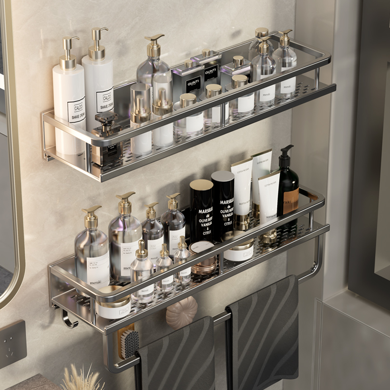 贝尔雅太空铝免打孔置物架托盘