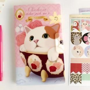 心随手帐韩国可爱jetoy JOOZOO 猫咪日记伴侣相册装饰贴纸套装8张