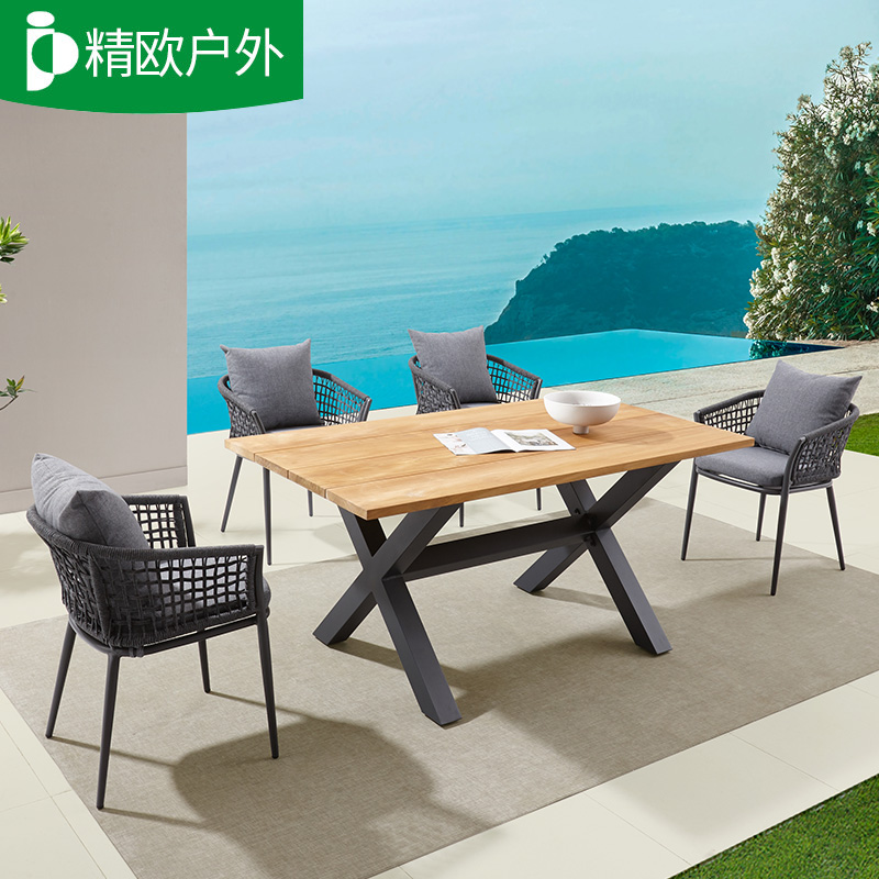 户外桌椅庭院金丝柚木实木花园休闲防腐木室外露天家具阳台小桌椅