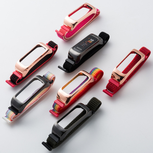 适用华为手环4表带 华为band4尼龙腕带魔术贴回环防水透气替换带卡扣保护壳手链