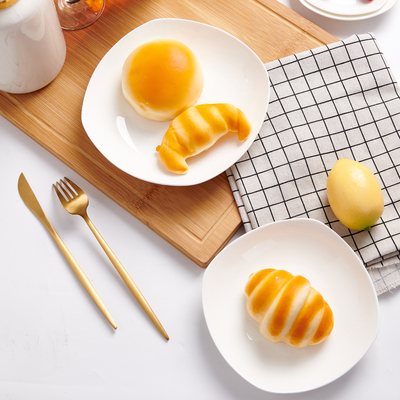 纯白骨瓷盘子家用方形菜盘餐盘创意陶瓷碟子白瓷微波炉餐具汤盘