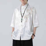 2024风男装冰丝唐装汉服刺绣唐装汉服短袖衬衫C229-Y1016-P65，男装衬衫，电商C229-1