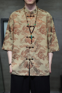 2024夏季风男装龙图案唐装汉服短袖五分袖衬衫C229-Y1030-P70图片