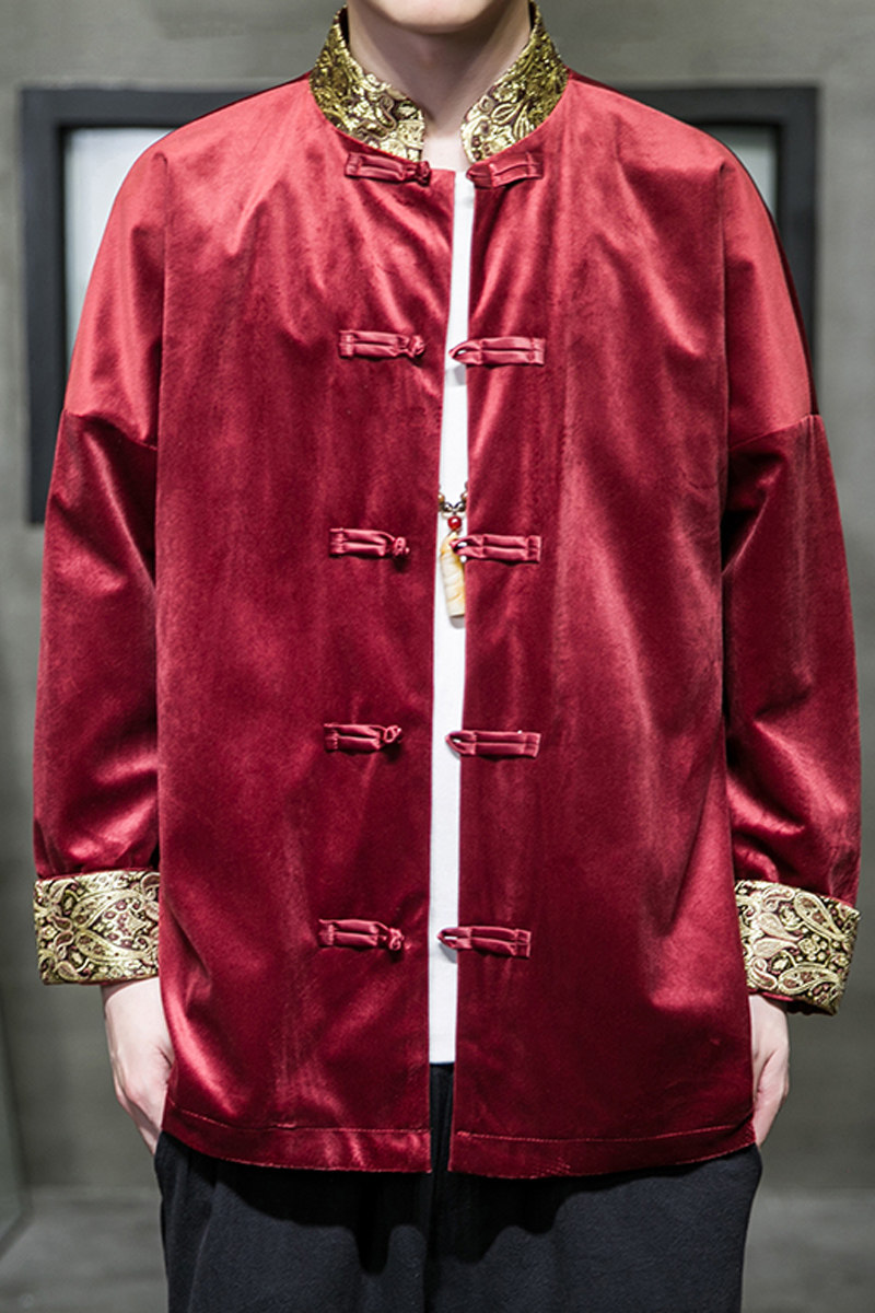 2024秋冬风男装撞色复古中式唐装汉服夹克外套C229/Y917/P80,男装夹克,电商C229-1