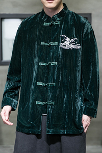 2024秋冬风男装刺绣唐装汉服刺绣长袖衬衫大码C229/Y749/P70图片