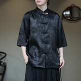 2024夏季风男装冰丝唐装汉服短袖大码衬衫衬衣C229-Y1015-P68，男装衬衫，电商C229-1