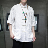 2024春夏新款风男装提花唐装汉服五分袖短袖T恤C229-Y996-P70，男装衬衫，电商C229-1