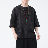 2024夏风男装复古盘扣中式中式唐装汉服短袖T恤C229-T210-P60，男装T恤，电商C229-1