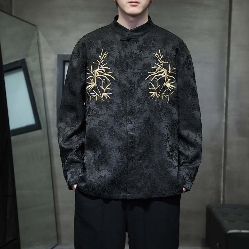 2024春夏风男装刺绣唐装中式汉服长袖衬衫衬衣C229-Y1011-P80,男装衬衫,电商C229-1