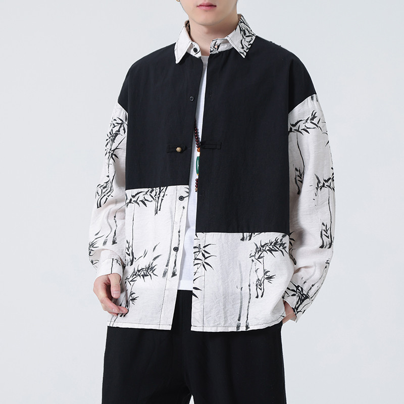 2024春夏新款棉麻亚麻唐装汉服中式长袖衬衫衬衣C229-Y998-P75图片