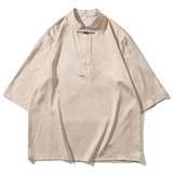 2024春夏新款风男装冰丝唐装汉服五分袖短袖T恤C229-T211-P60，男装T恤，电商C229-1