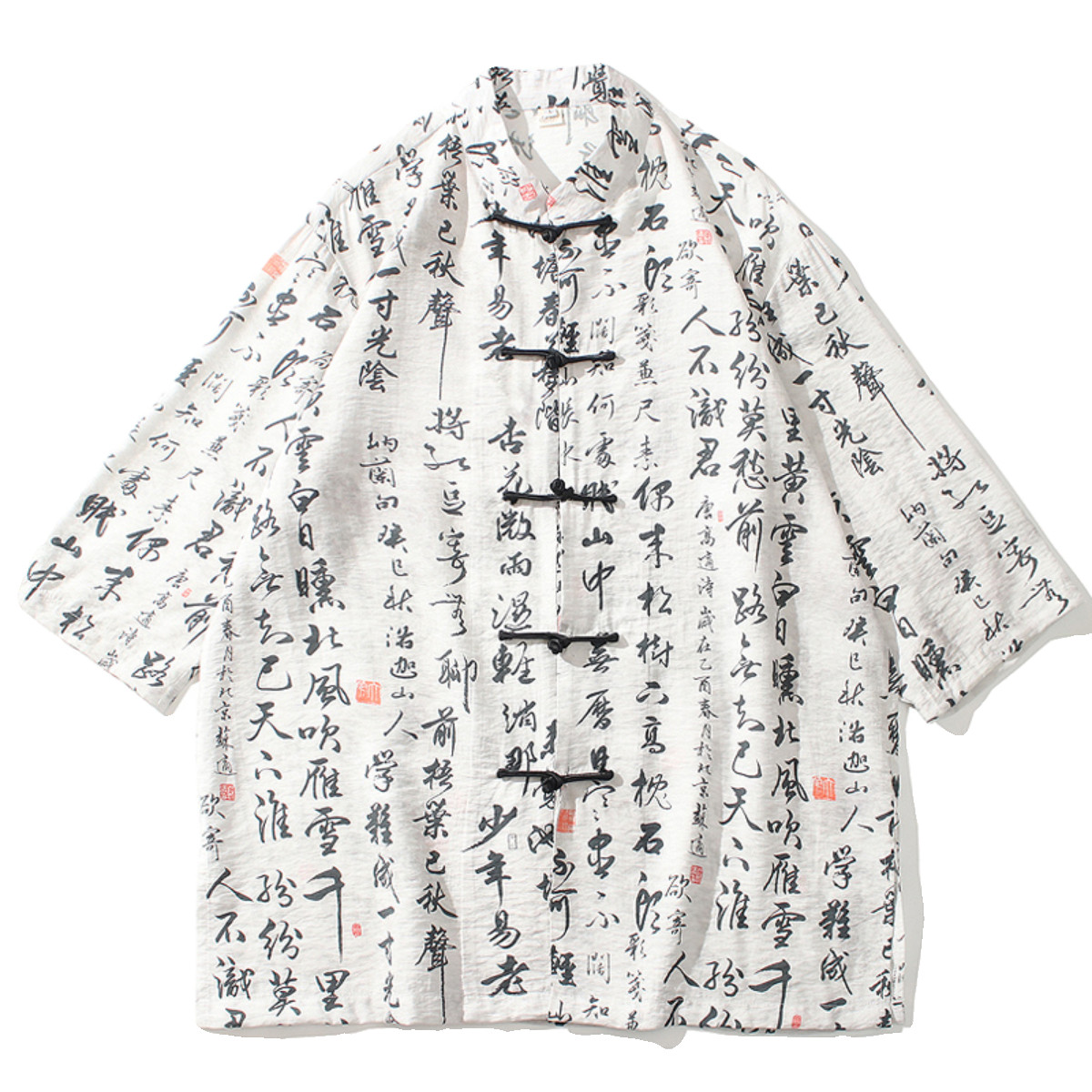 2024夏风男装印花唐装汉服短袖五分袖衬衫衬衣C229-Y1001-P70,男装衬衫,电商C229-1