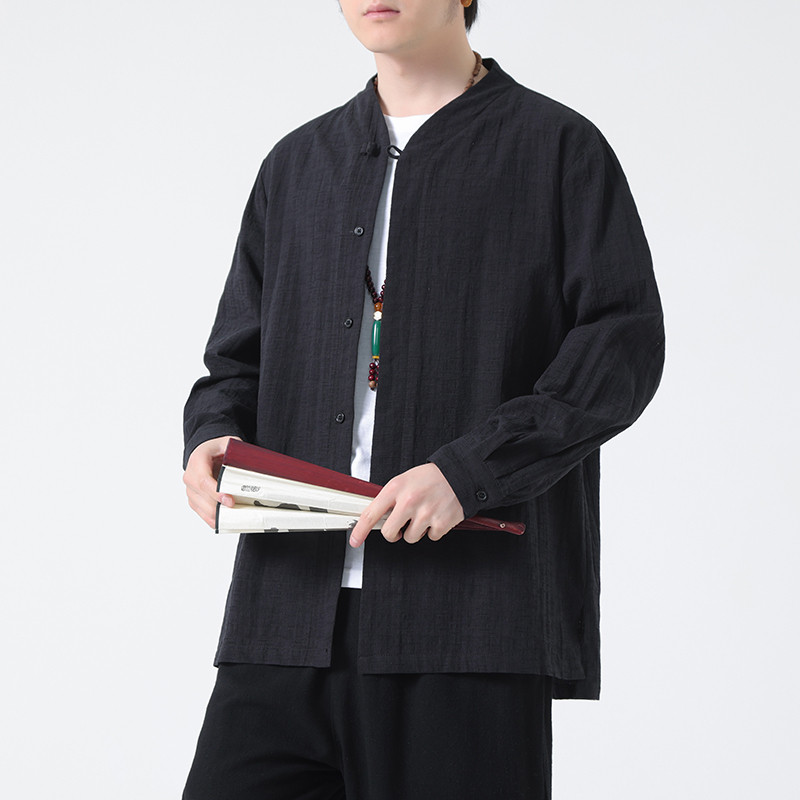 2024春夏风男装棉麻亚麻唐装汉服长袖衬衫衬衣C229-Y1007-P70,男装衬衫,电商C229-1